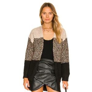 One Grey Day Cardigan Sweater Open Front Colorblock Combo Womens M from REVOLVE